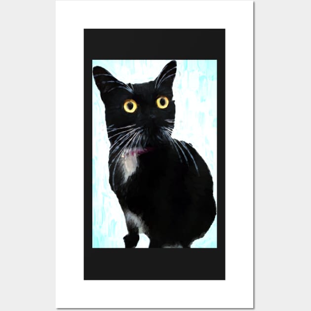 Yellow Eyed Tuxedo Cat Portrait Wall Art by jillnightingale